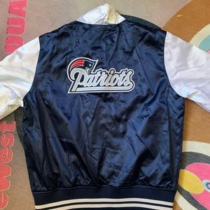 NFL Patriots Women's Navy and White Bomber Jacket